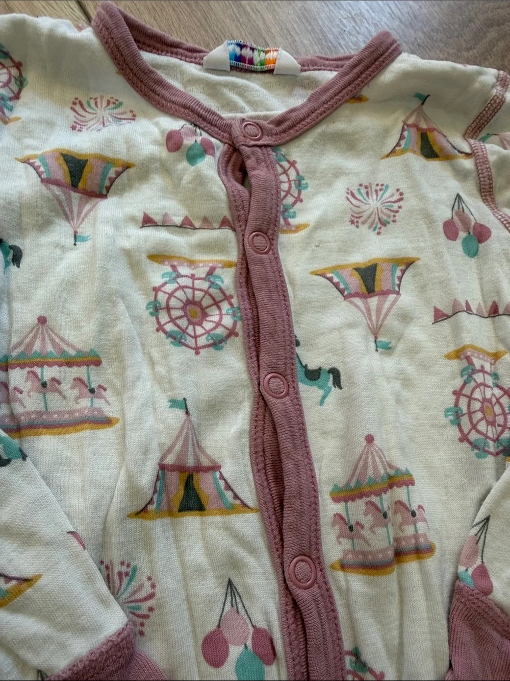 Carter's Gray & Pink Whale and Carousel Print Footie Pair